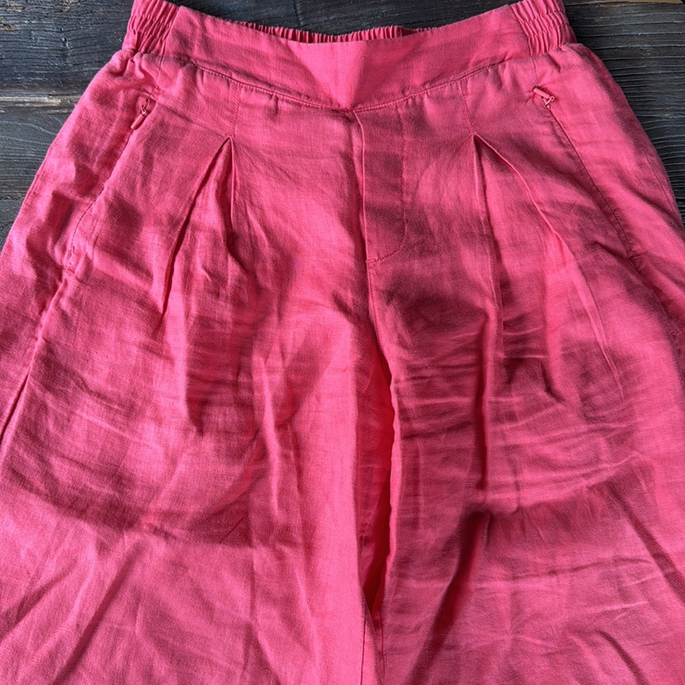 Athleta Playa coral linen wide leg cropped pant Size 6 - Picture 4 of 7